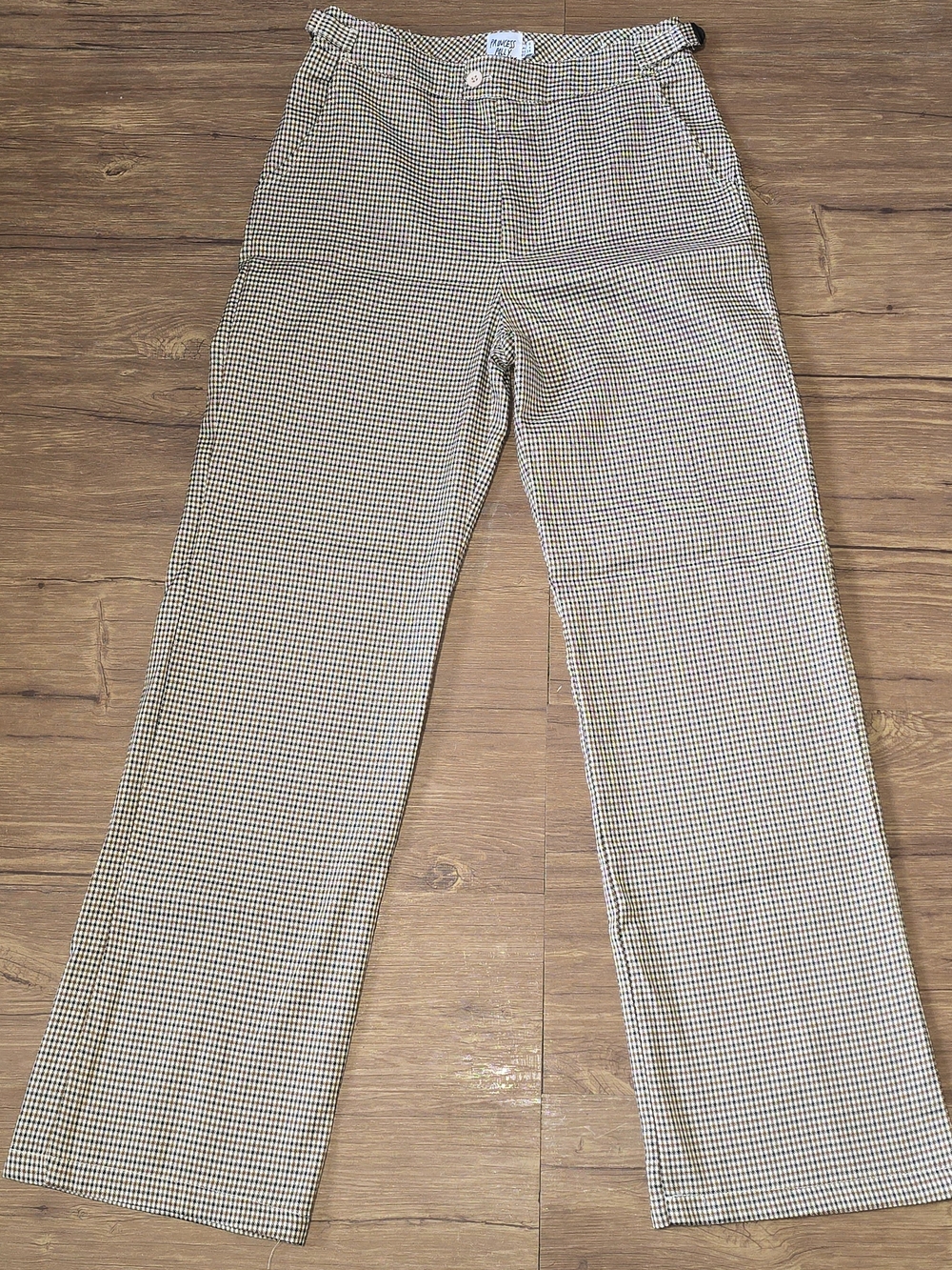 Princess Polly Beige & Black Houndstooth Straight-Leg Pants